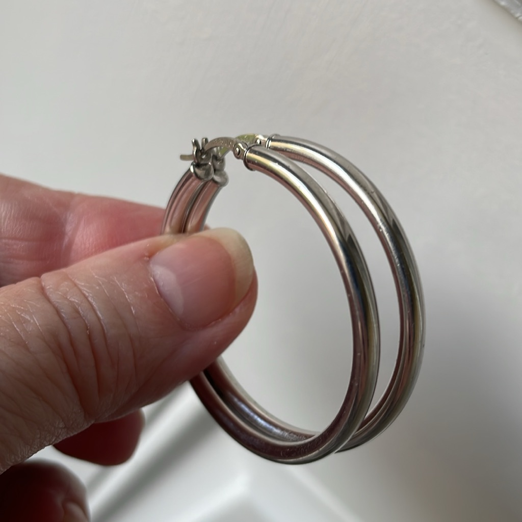 925 Sterling Silver Classic Big Hoop Round-Tube Design Earrings